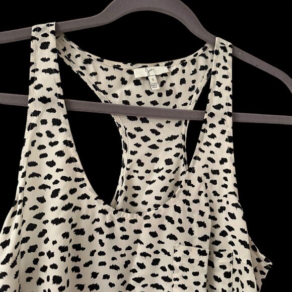 Joie Cream and Black Animal Print 100% Silk Razorback Tank Size S - Picture 5 of 6